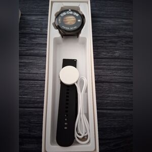 Unisex 39mm Black Android Smartwatch with Black Strap